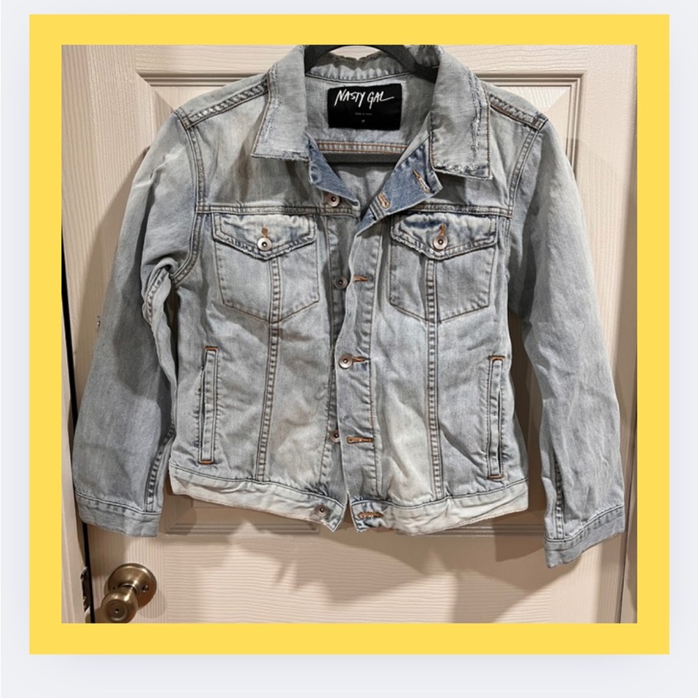 Nasty Gal Light Blue distressed Jean Jacket